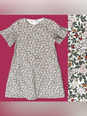 Girls Gabby. pink green floral Dress size 12 lined cotton EUC RUFFLE sleeves